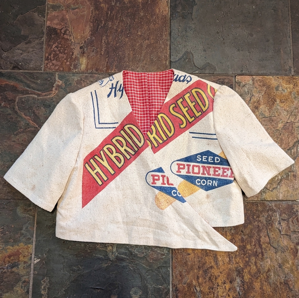 Vintage Feedsack Cropped Tie-Front Top S - image 7